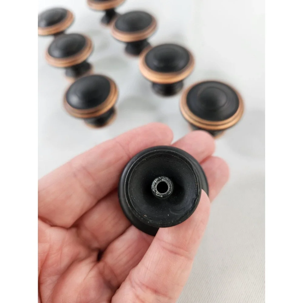 Lot of 8 Bronze Black Copper Round Metal Drawer Cabinet Dresser Desk Knob Pulls